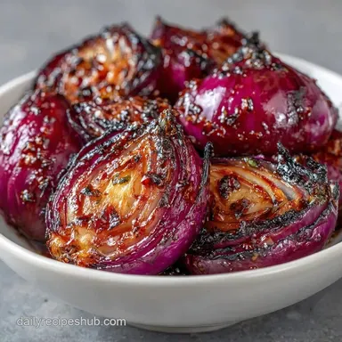 Balsamic Roasted Red Onions in 40 Min Recipe Card