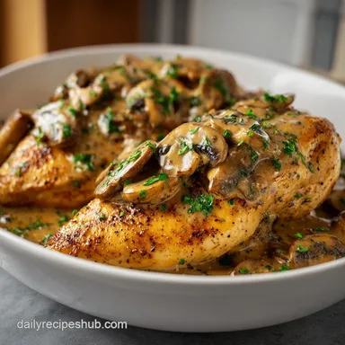 Mushroom Chicken Bake Delight for 4 Servings: Creamy Baked Recipe Card