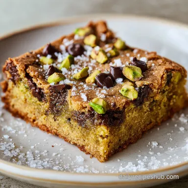 Brown Butter Dubai Pistachio Chocolate Chip Cookie Bars in 45 Minutes Recipe Card