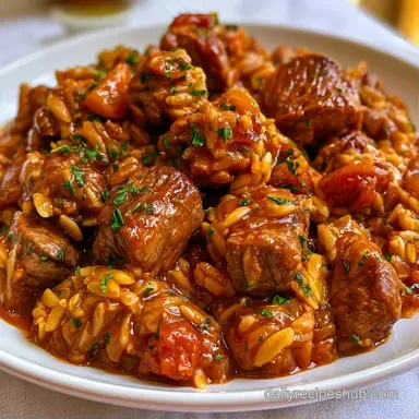 Greek Lamb and Orzo One-Pot Recipe Card