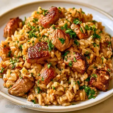 One-Pot Greek Lamb and Rice Recipe Card