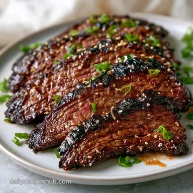 Grilled Korean Flank Steak for 4 Servings Recipe Card