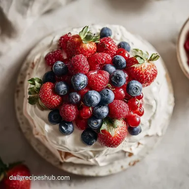 Keto Pavlova with Fresh Berries for 8 Servings Recipe Card
