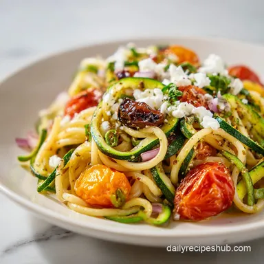 Keto Zucchini Pasta Salad: A Low Carb Side Dish for 6 Recipe Card