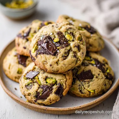 Salted Pistachio Chocolate Chunk Cookies with Brown Butter Recipe Card