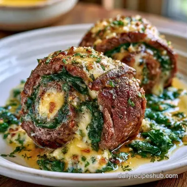 Stuffed Flank Steak with Baby Spinach Recipe Card