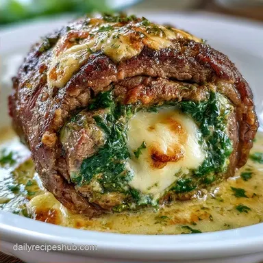 Stuffed Flank Steak with Baby Spinach