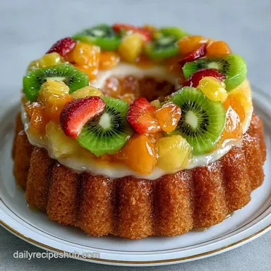 Tropical Summer Fruit Cake for 12 Slices Recipe Card