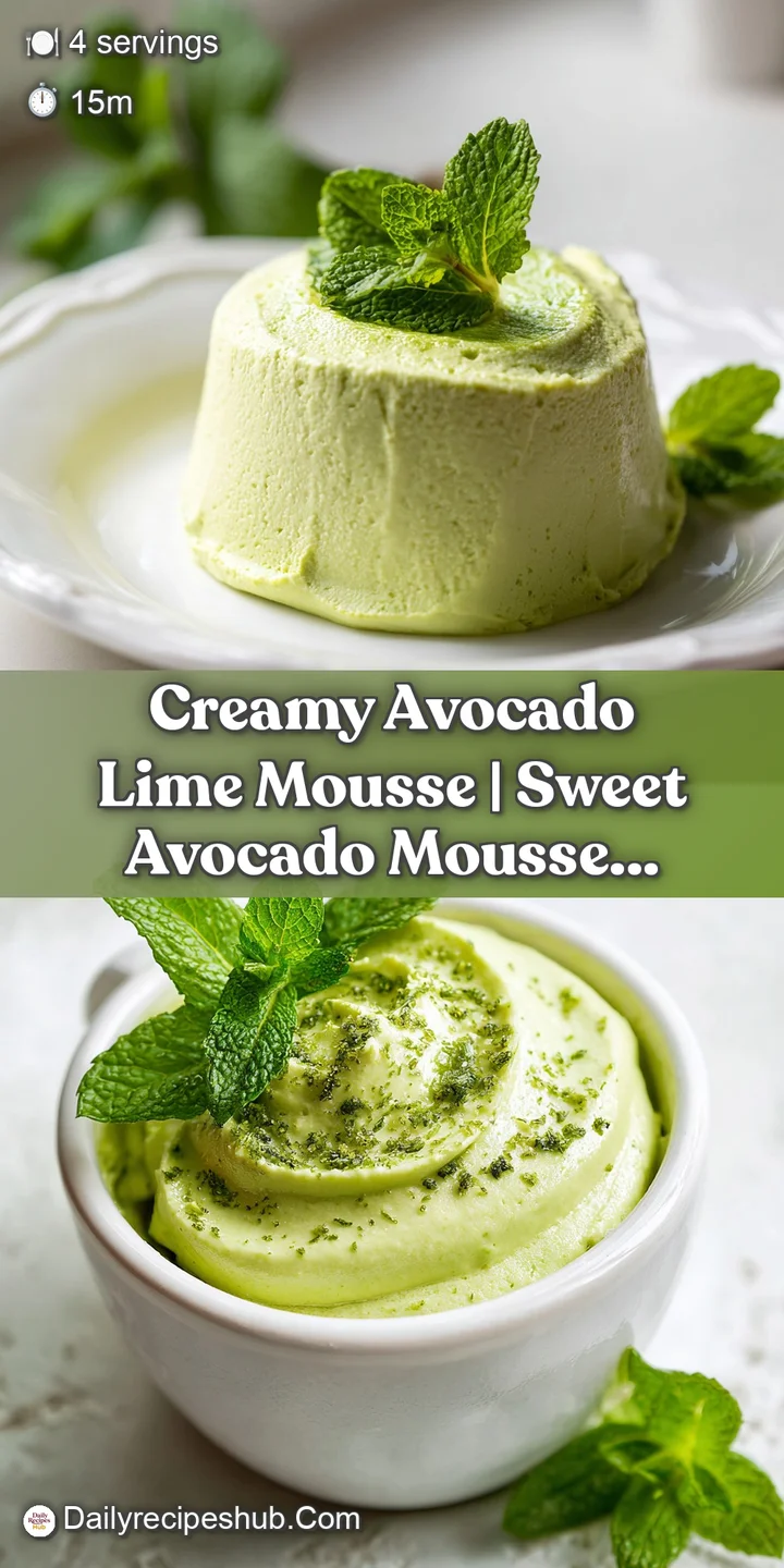 Close-up of creamy, pale green avocado mousse with a slightly glossy surface, garnished with bright lime zest.