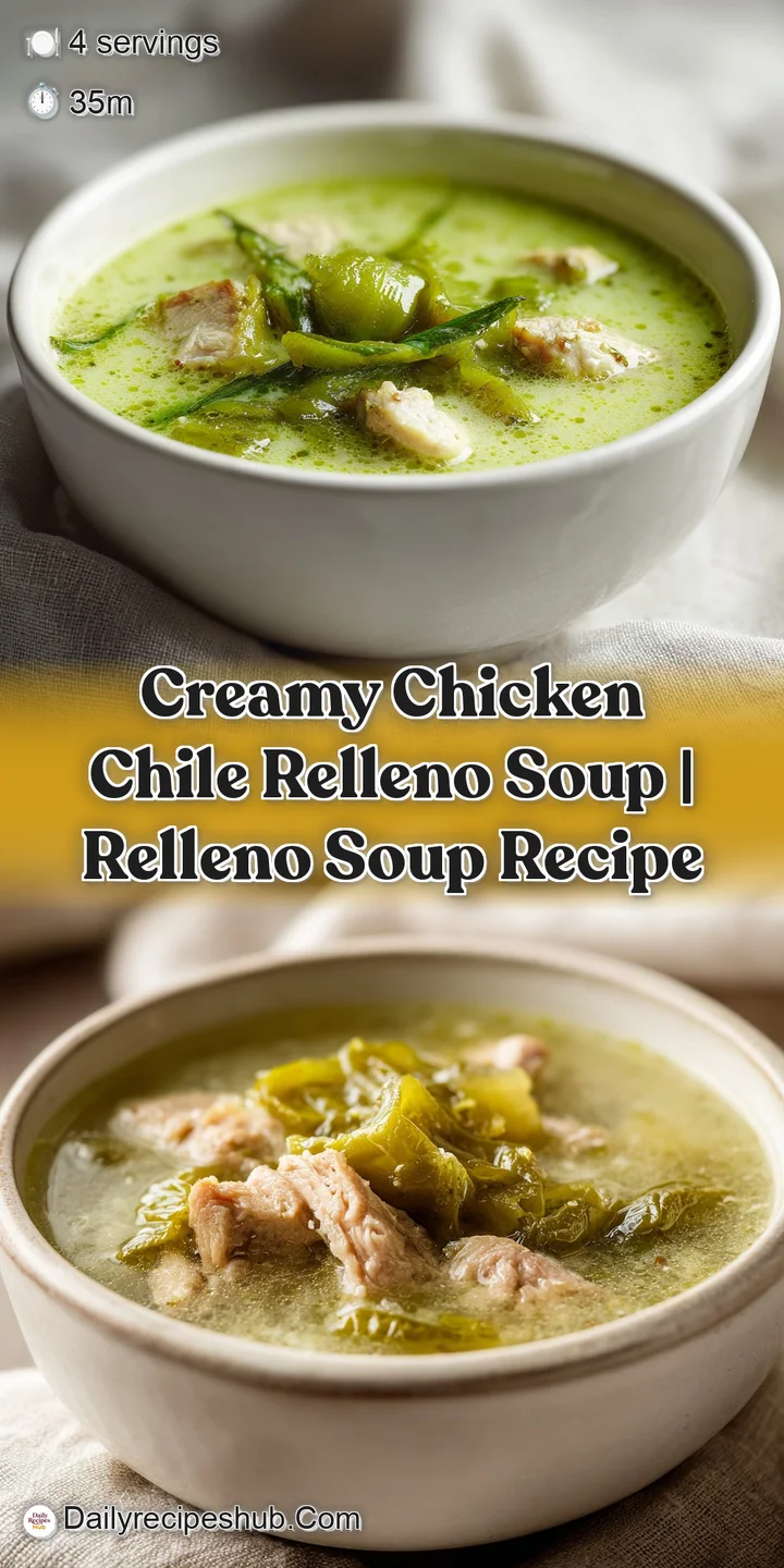 A close-up of rich creamy orange soup with gooey melted cheese and charred poblano pepper skin peeking through.