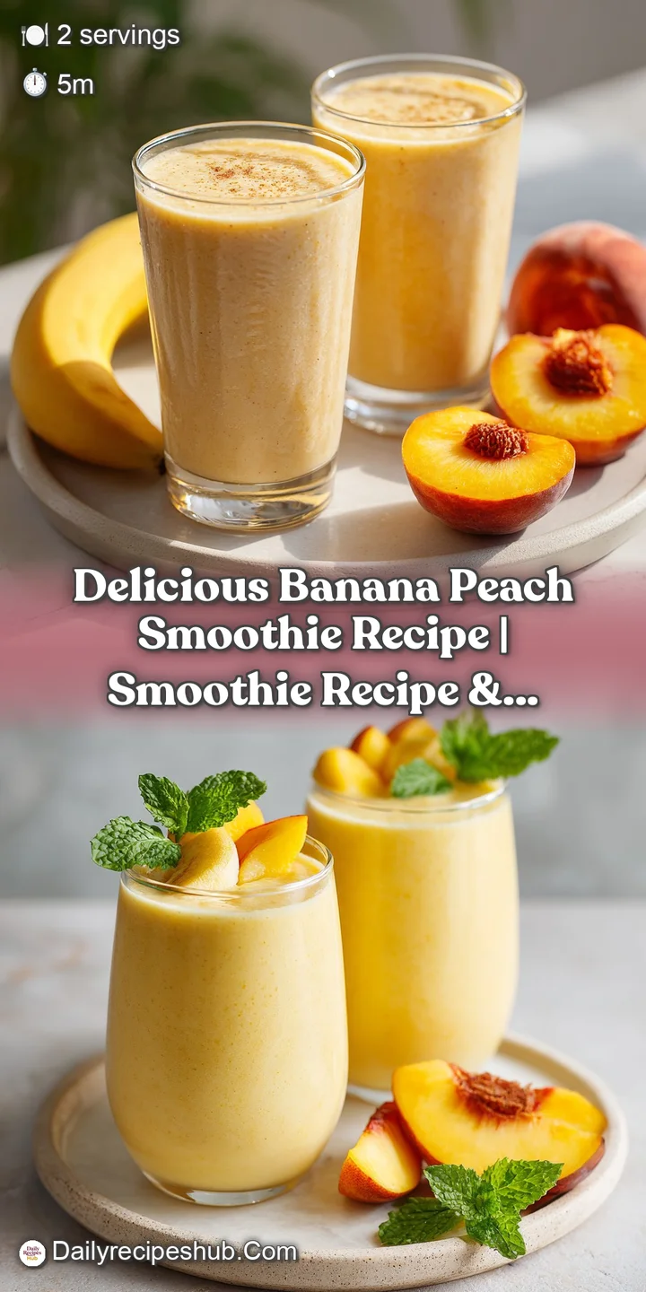 A vibrant, frothy peach smoothie with tiny banana flecks, glistening under soft studio light.