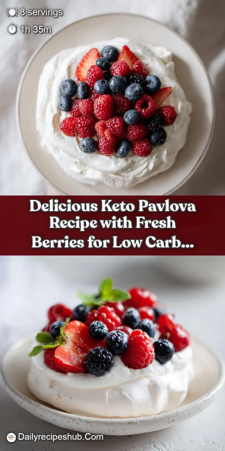 Close-up of a delicate, golden-edged meringue peak with glistening fresh raspberries and blueberries.