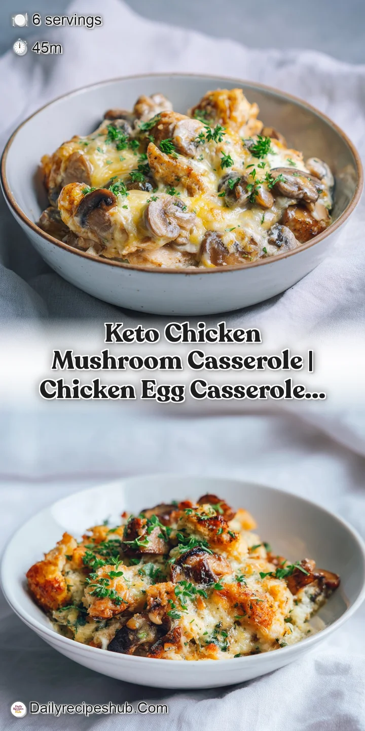 Close-up of tender chicken and earthy mushrooms bathed in rich, creamy garlic sauce, with melted cheese topping.