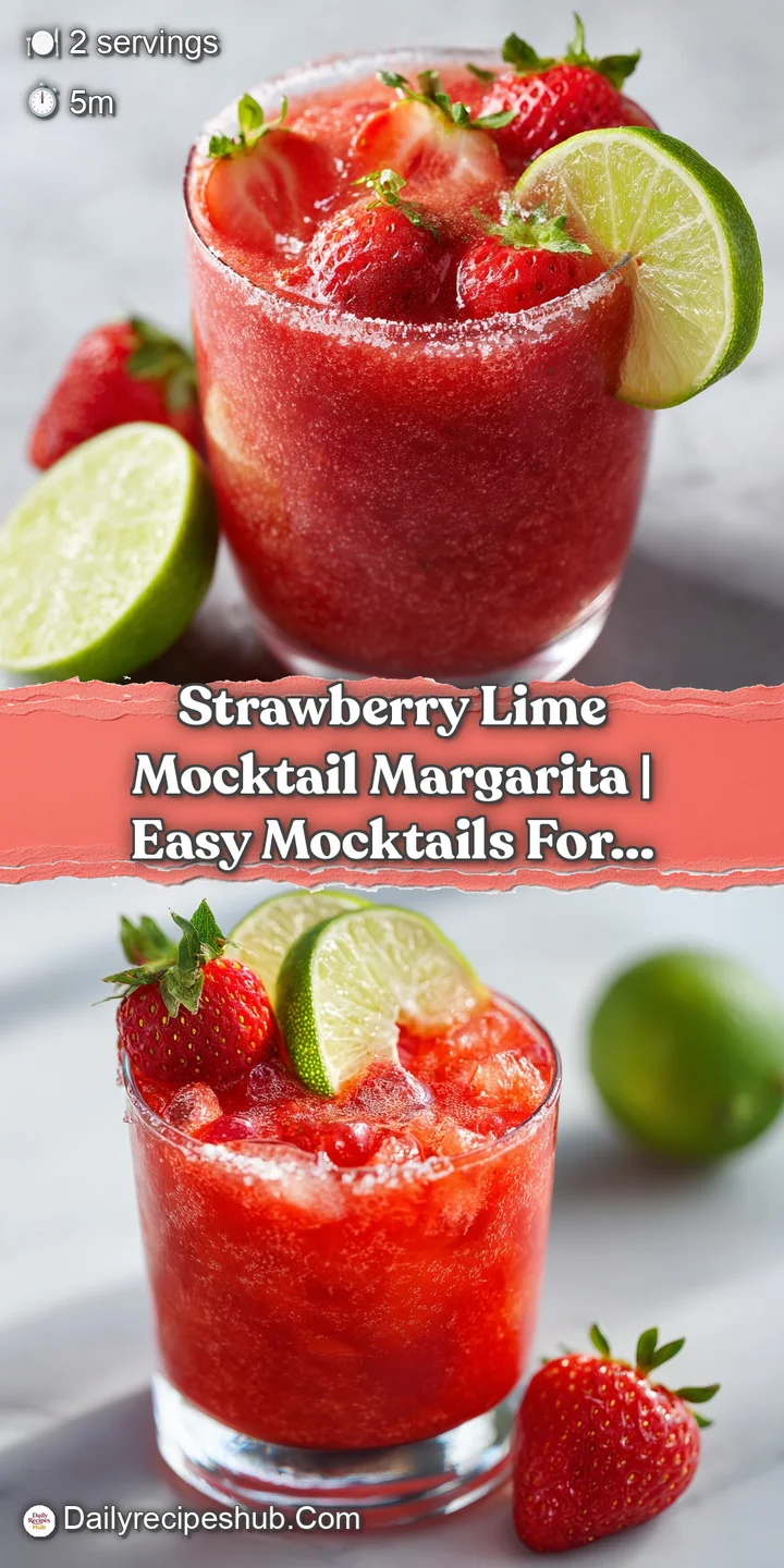 Close-up of a frosty strawberry mocktail, showing crushed ice and bright red fruit chunks.