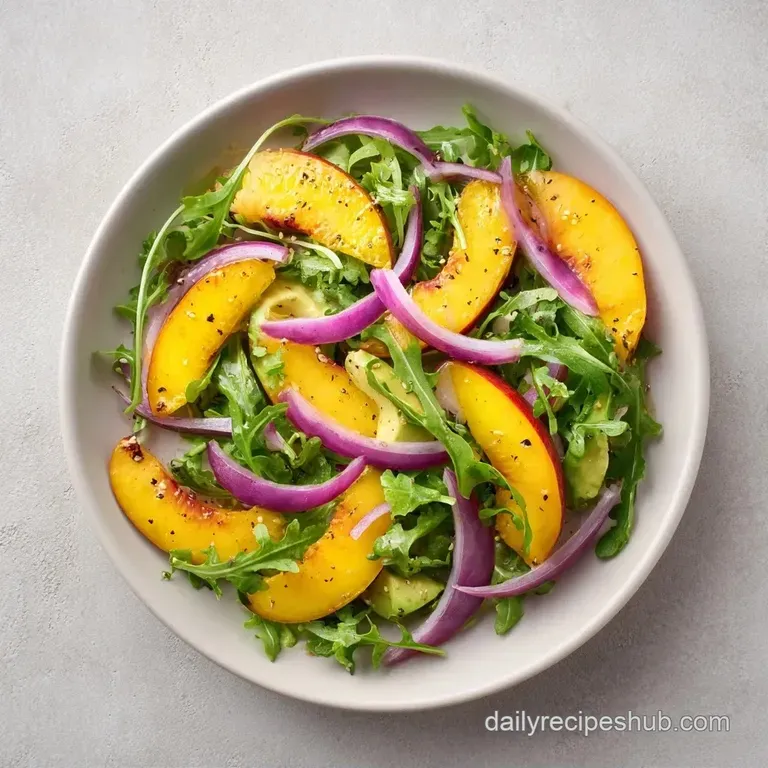 Fresh garden greens and sliced radishes artfully arranged on a white ceramic plate with a drizzle of olive oil.