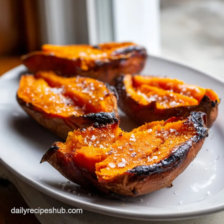 Charred orange root vegetable on a rustic ceramic plate, garnished with a dollop of cream and flaky sea salt.