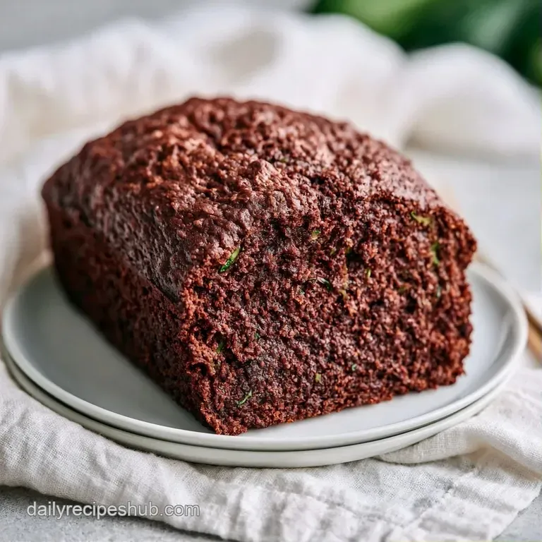 Dark cocoa loaf slices arranged on a rustic wooden board with a light dusting of powdered sugar and mint.