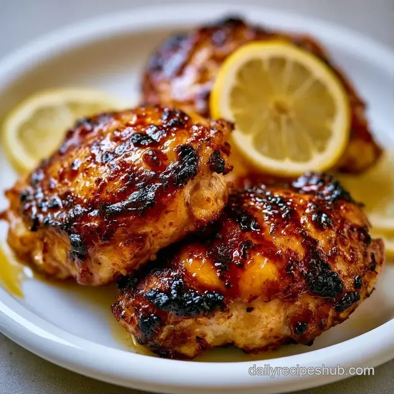 Charred golden chicken thighs resting on a white ceramic plate beside a vibrant medley of steamed seasonal greens.