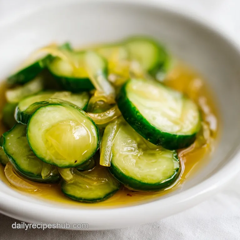 Slices of bright yellow-green pickles and white onion rings arranged neatly on a white ceramic platter.