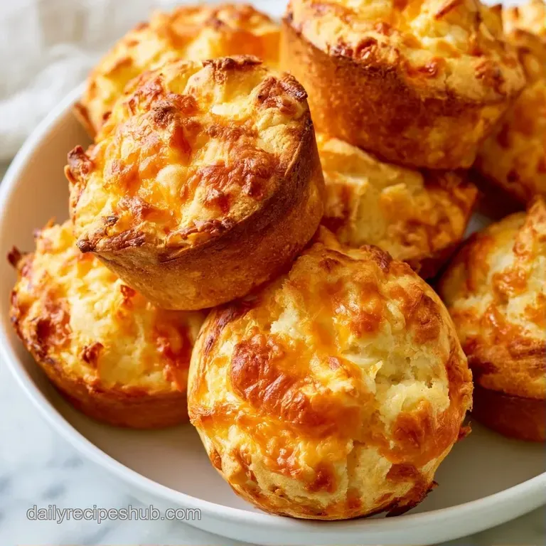 Golden savory muffins on a white plate beside a small bowl of melted butter and a folded linen napkin.