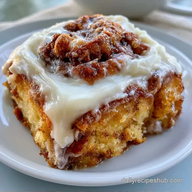 A single slice of swirled golden cake on a white ceramic plate, garnished with a light dusting of cinnamon powder.