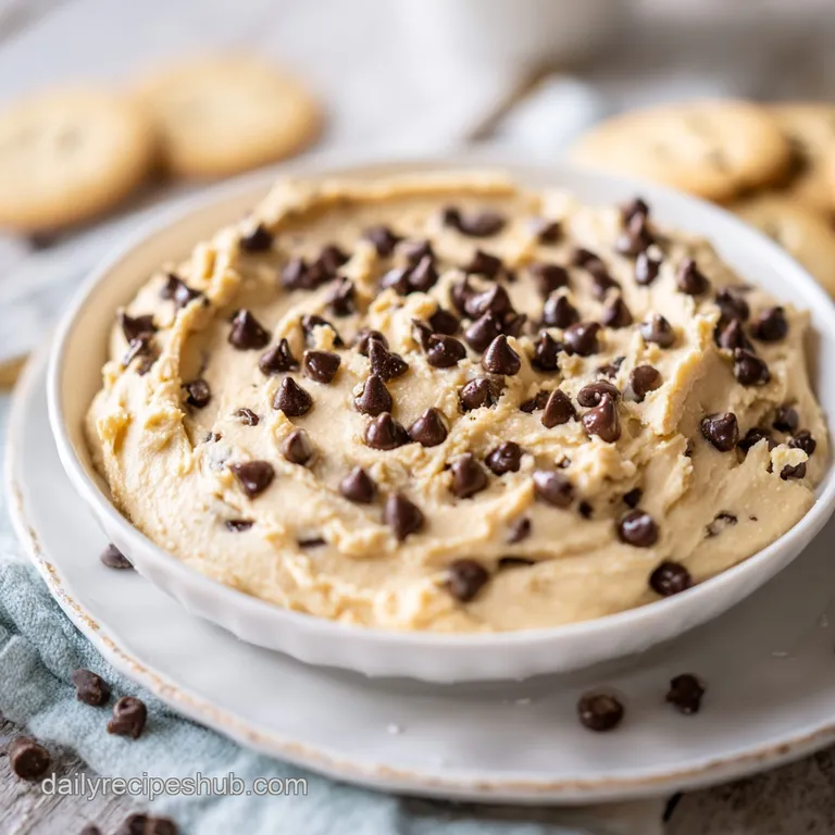 Smooth beige cream topped with dark chocolate morsels in a chic bowl, surrounded by sliced fruit and pretzels.