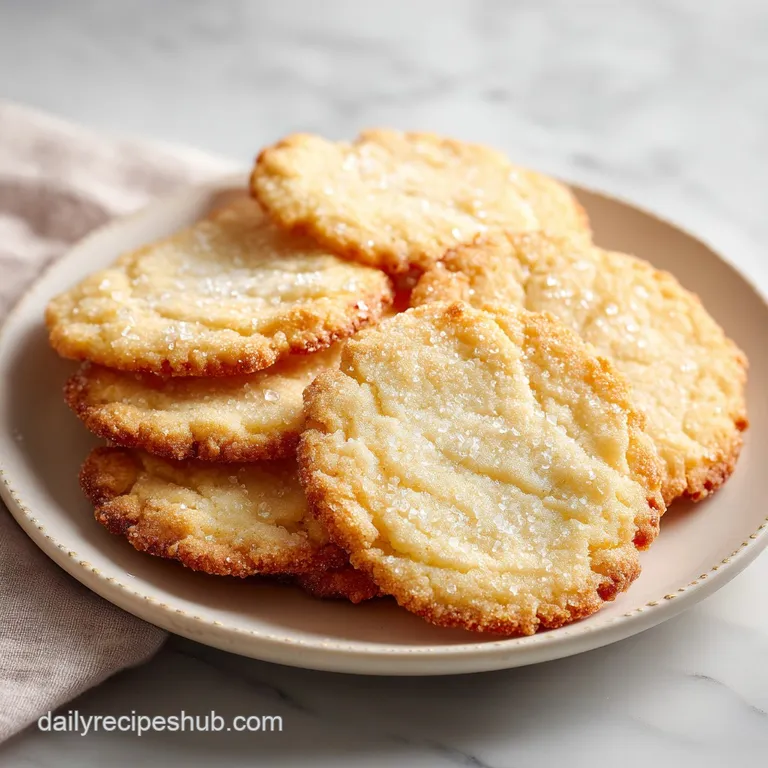 Neatly stacked pale gold cookies on a white ceramic plate beside a chilled glass of milk with fresh droplets.
