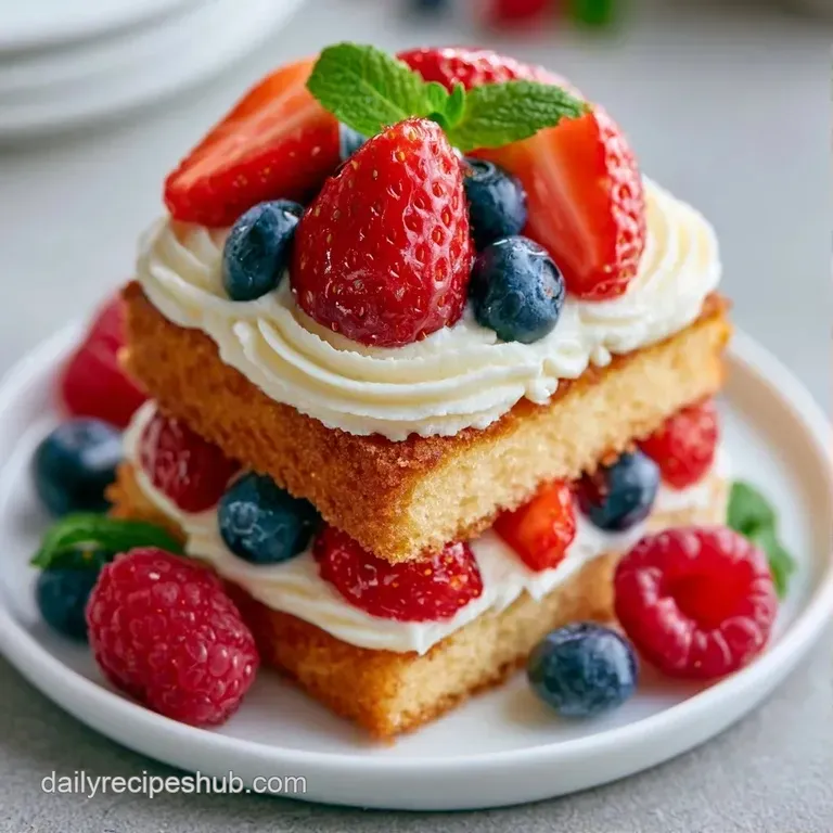 A delicate cake slice on a white porcelain plate, accented by a fresh raspberry and a glossy red berry drizzle.