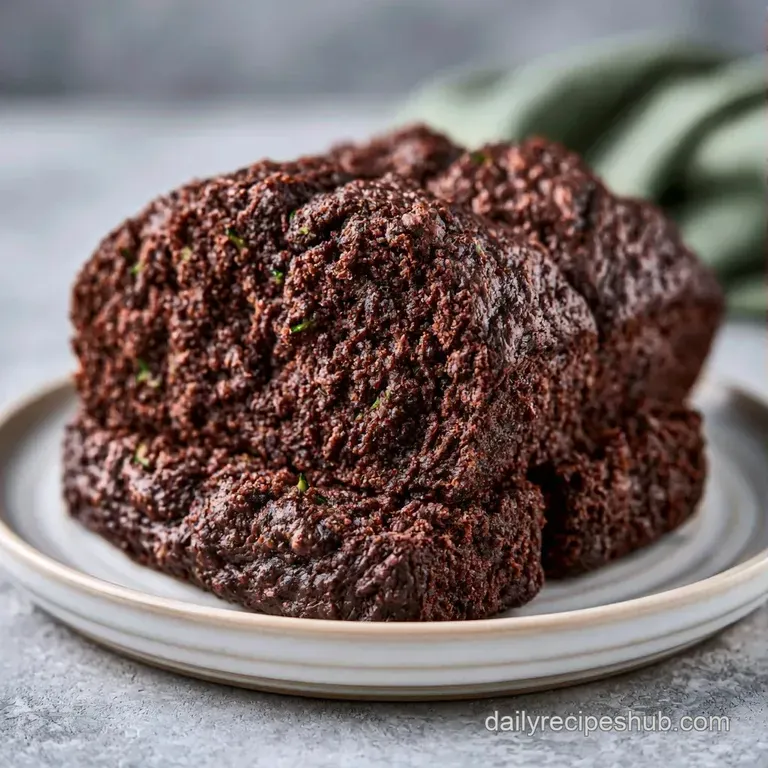 A thick slice of dark cocoa cake on a white plate, topped with a dusting of powdered sugar and fresh raspberries