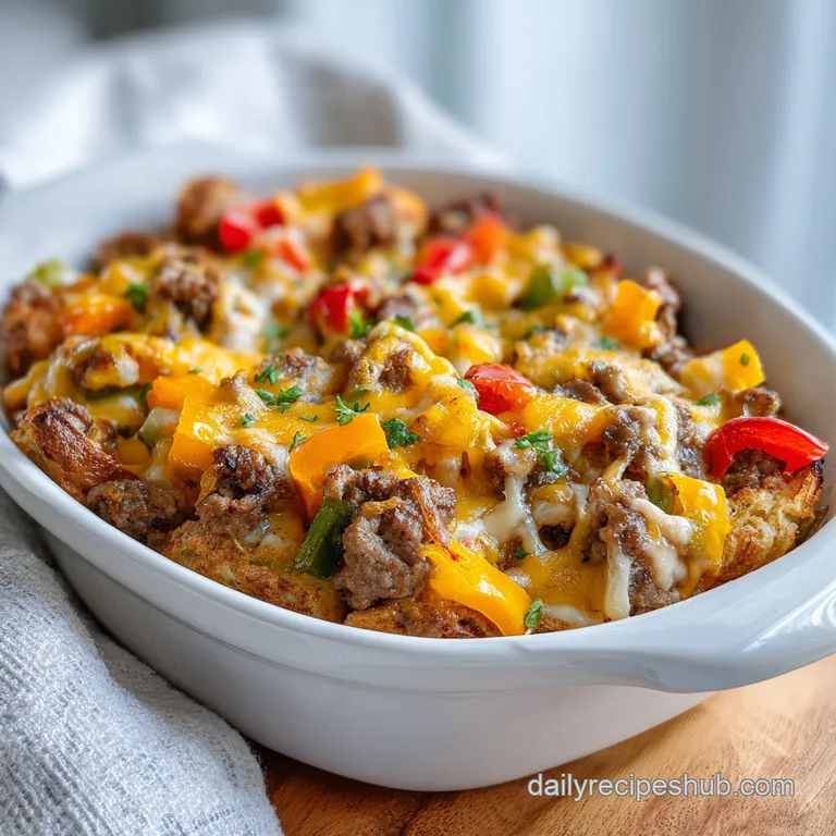 Low Carb Philly Cheesesteak Casserole with Bell Peppers