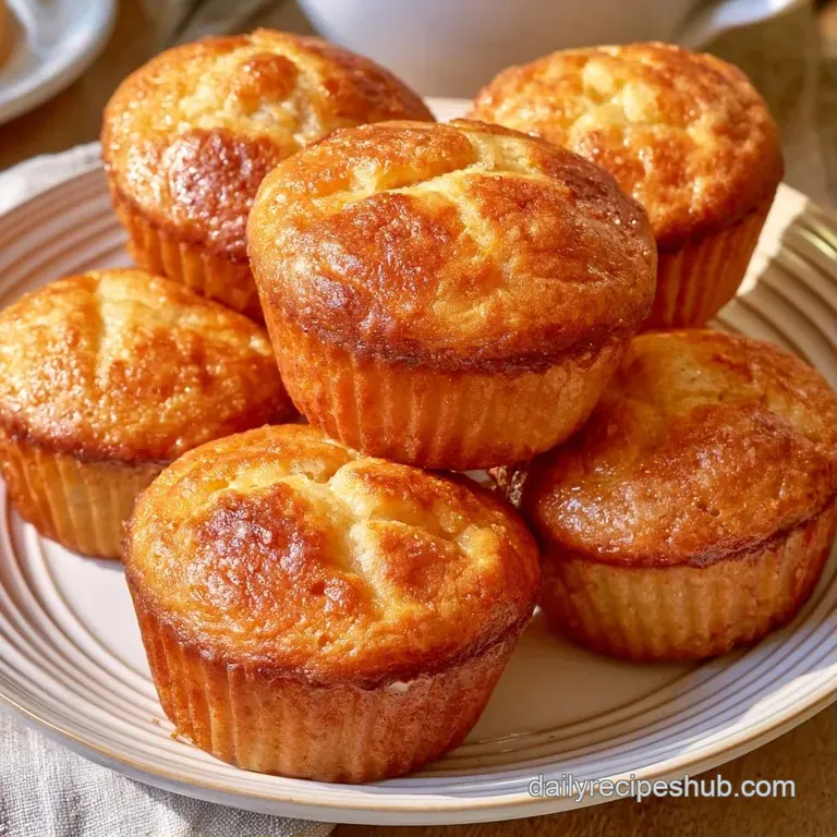Warm, fluffy muffins arranged on a white ceramic platter with a linen napkin and a small bowl of honey.