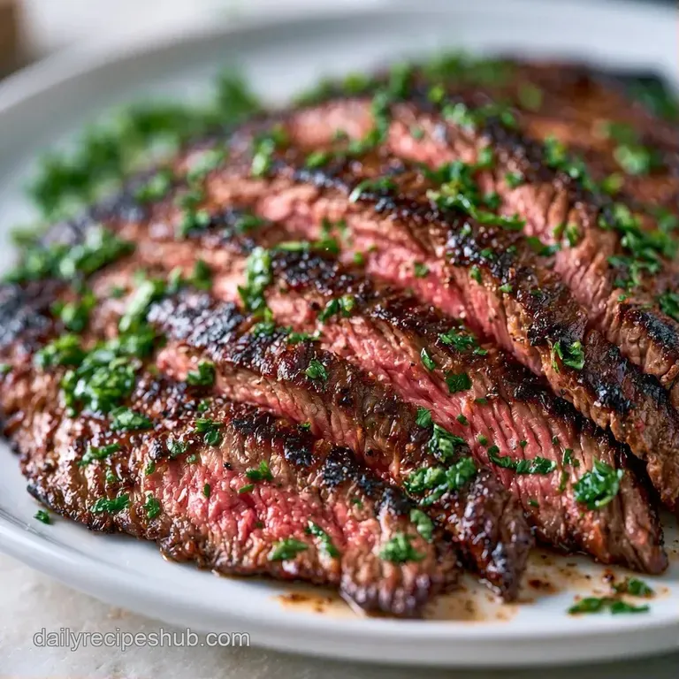 Thinly sliced beef strips arranged neatly on a white platter with a sprig of fresh rosemary and sea salt.