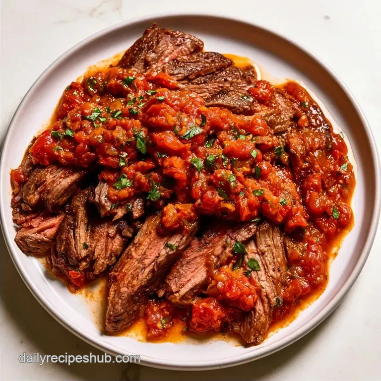 Tender Slow Cooker Flank Steak with Tomatoes