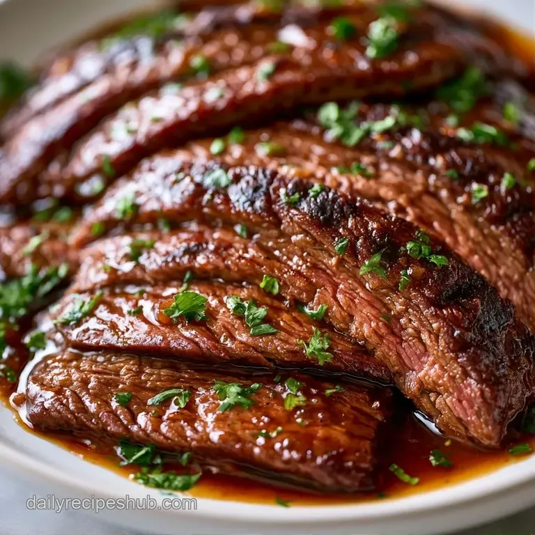 Neatly sliced tender beef glistening with gravy, served on a modern matte plate with vibrant roasted root vegetables.