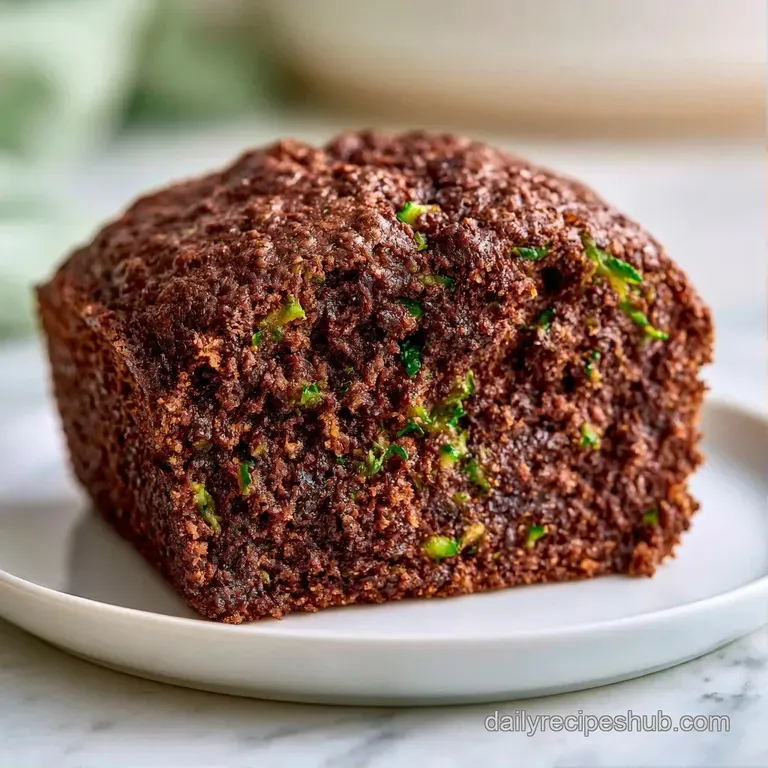 Thick slice of dark cocoa bread on a ceramic plate, accented by a swirl of cream and a dusting of cocoa powder.