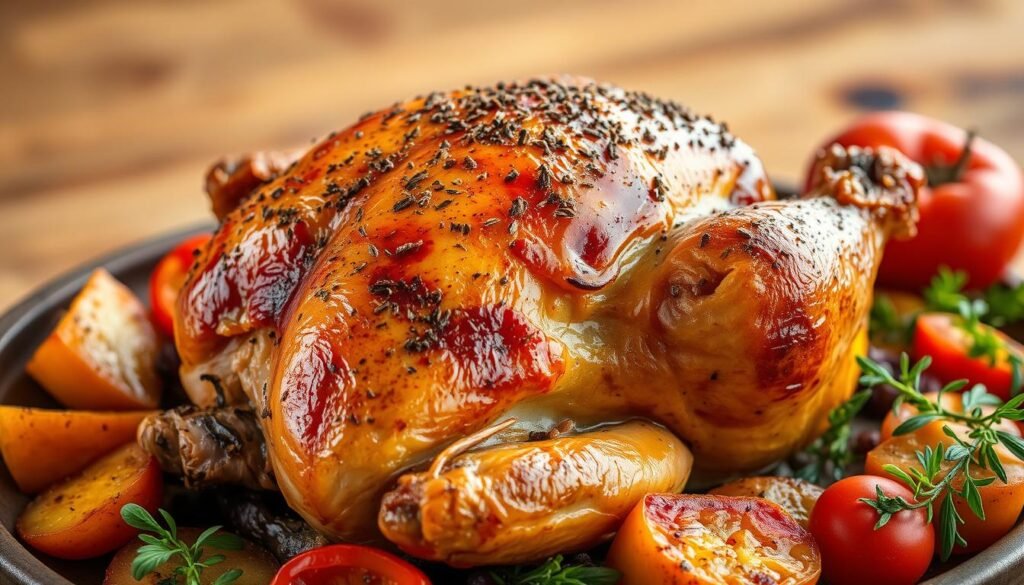 Galena Chicken Recipe - Seasoned chicken placed on a roasting rack in the oven, preparing to bake to perfection.