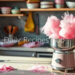 Cotton Candy Machine: A compact pink cotton candy machine in use.