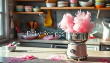 Cotton Candy Machine: A compact pink cotton candy machine in use.