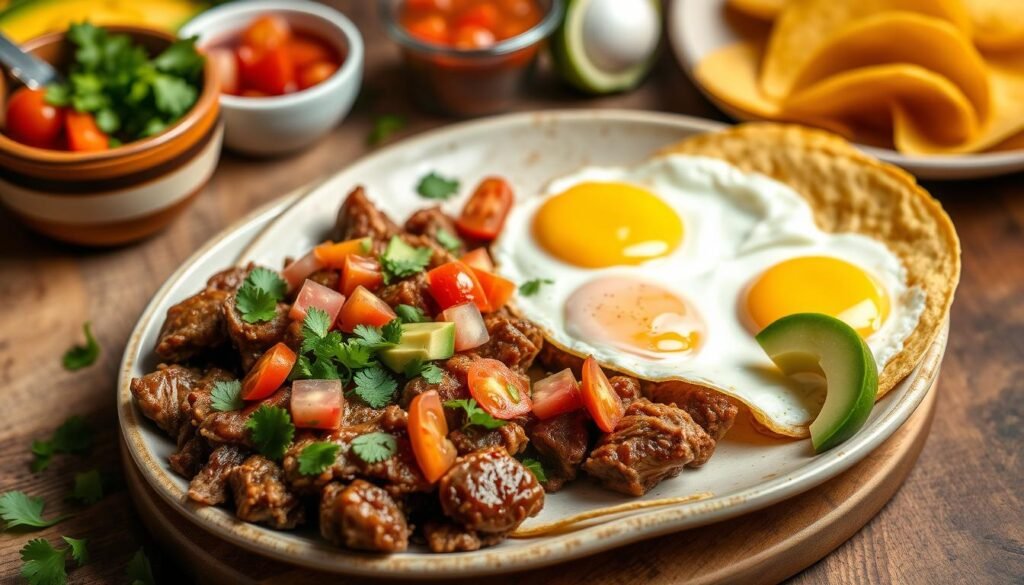 Carnitas breakfast recipe with eggs: Deliciously served with sunny-side-up eggs