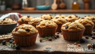 Delicious GAPS raisin muffins recipe on a rustic wooden table, with golden brown tops, plump raisins, and fresh ingredients like oats, honey, and nuts, set in a cozy kitchen with soft natural lighting.